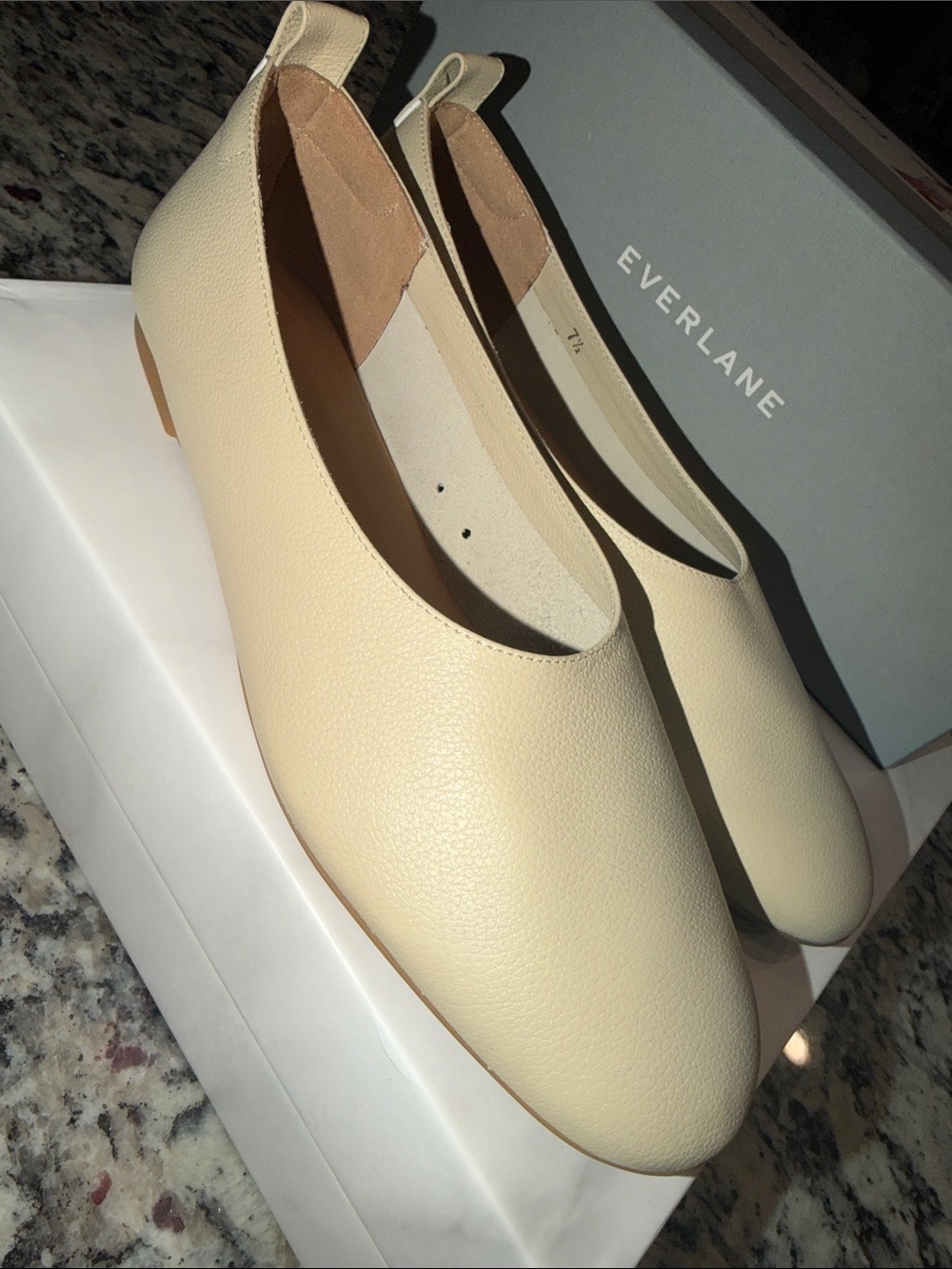 Everlane Cream Pebbled Leather Ballet Flats - 7.5 NEW